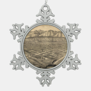 Ornement Flocon De Neige Carte imagée vintage de Santa Barbara CA (1877)