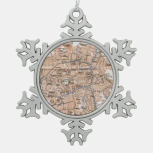 Ornement Flocon De Neige Carte vintage de Bruges (1905)