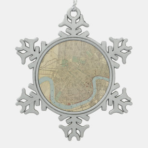 Ornement Flocon De Neige Carte vintage de la Nouvelle-Orléans (1919)