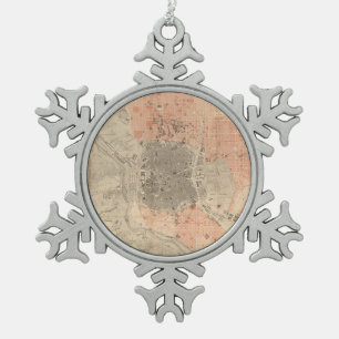 Ornement Flocon De Neige Carte vintage de Madrid Espagne (1861)