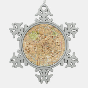 Ornement Flocon De Neige Carte vintage de Milan Italie (1914)