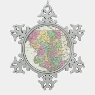 Ornement Flocon De Neige Carte vintage du Maryland (1827)