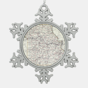 Ornement Flocon De Neige Carte vintage du Missouri (1883)