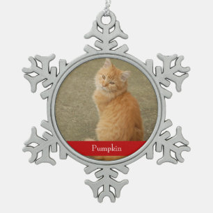 Ornement Flocon De Neige Cat Photo Red Name Simple Cute