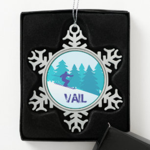 Ornement Flocon De Neige Cercle de ski turquoise Vail