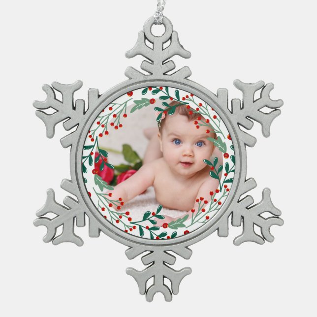 Ornement Flocon De Neige Cerise de Noël pour bébé (Devant)