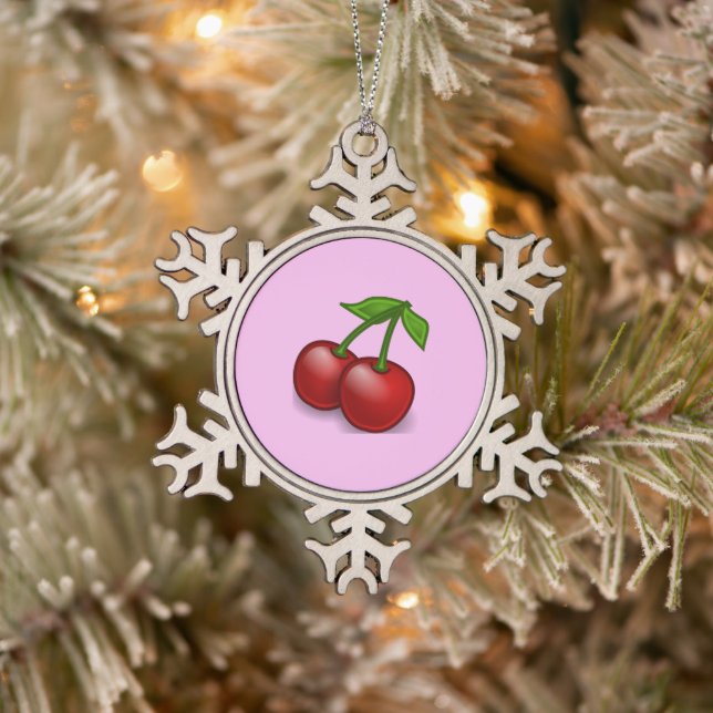 Ornement Flocon De Neige Cerise rouge, Cerises rouges, Cerise douce, Fruits (Arbre)