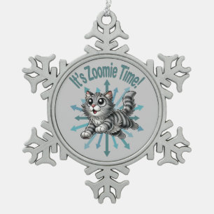 Ornement Flocon De Neige C'est Zoomie Time Grey Tabby Cat