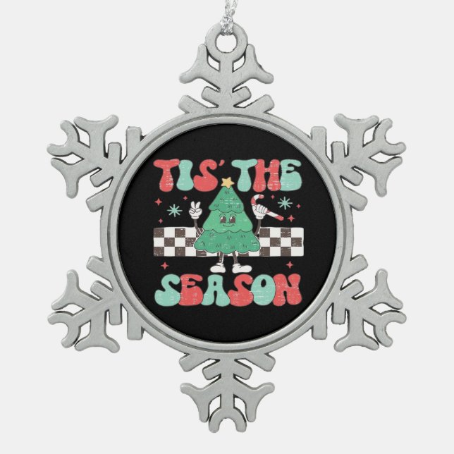 Ornement Flocon De Neige Cette Saison Retro Fêtes de Femmes (Devant)