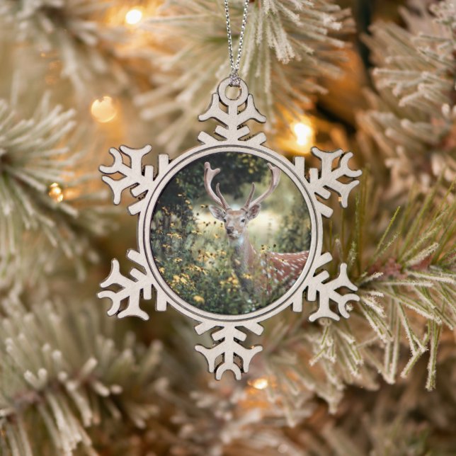 Ornement Flocon De Neige Chasse au cerf de Whitetail Buck (Arbre)