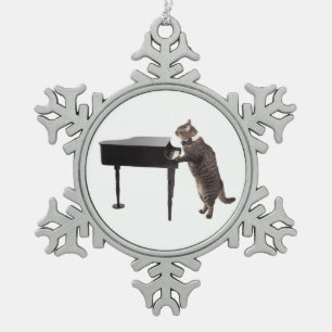 Ornement Flocon De Neige Chat Jouer Piano