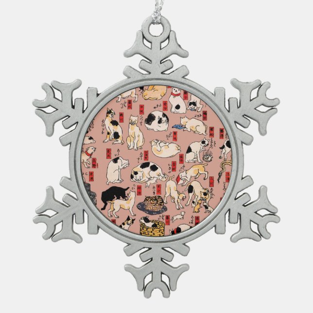 Ornement Flocon De Neige chats japonais Ukiyo-e Funny kitty (Devant)