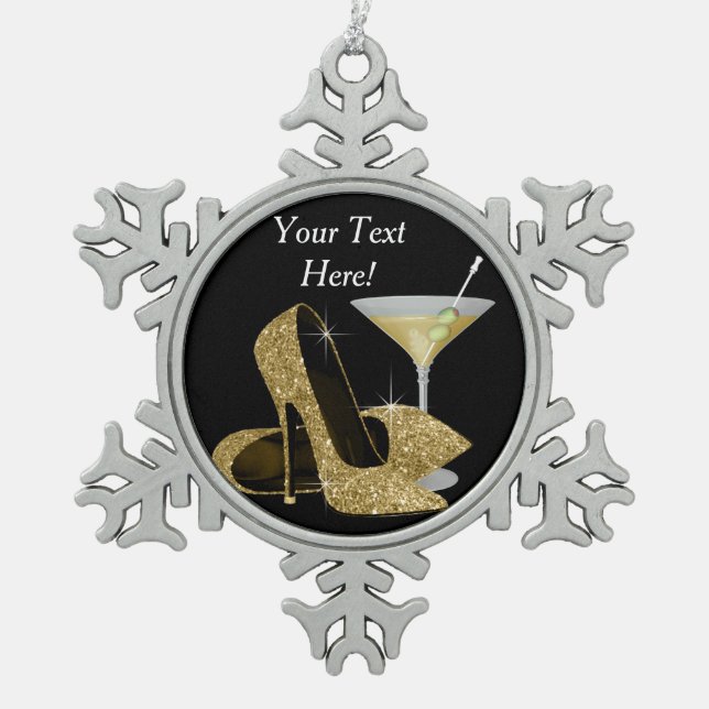 Ornement Flocon De Neige Chaussures et Martini Gold High Heel (Devant)