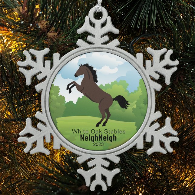 Ornement Flocon De Neige Cheval Keepsaké avec texte de race personnalisable (Créateur téléchargé)
