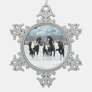 Ornement Flocon De Neige Cheval Pinto Quarter Noir Chevaux Paint Chevaux Da
