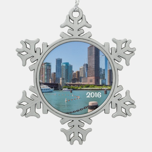 Ornement Flocon De Neige Chicago Skyline (Devant)