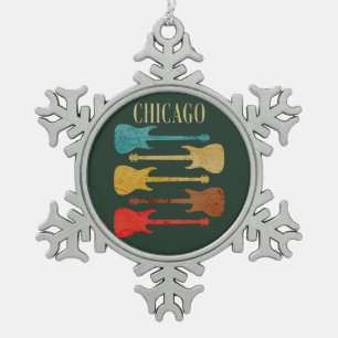 Ornement Flocon De Neige Chicago Vintage Guitars Concert Festival Souvenir