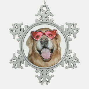 Ornement Flocon De Neige Chien de golden retriever dans des vacances de