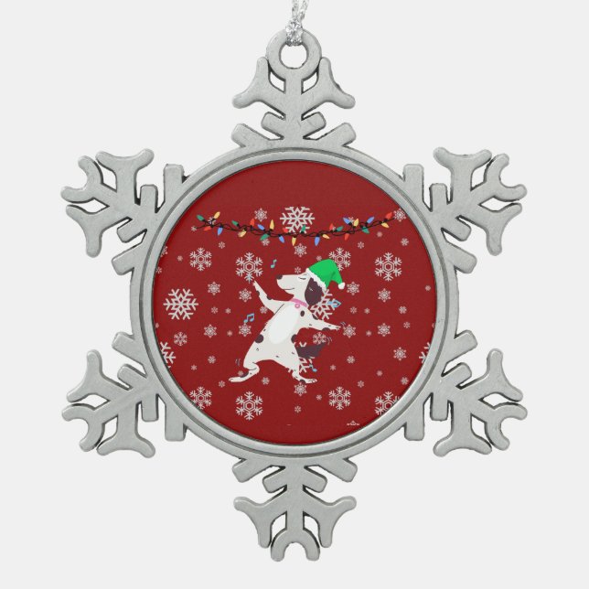 Ornement Flocon De Neige Chien de Noël (Devant)