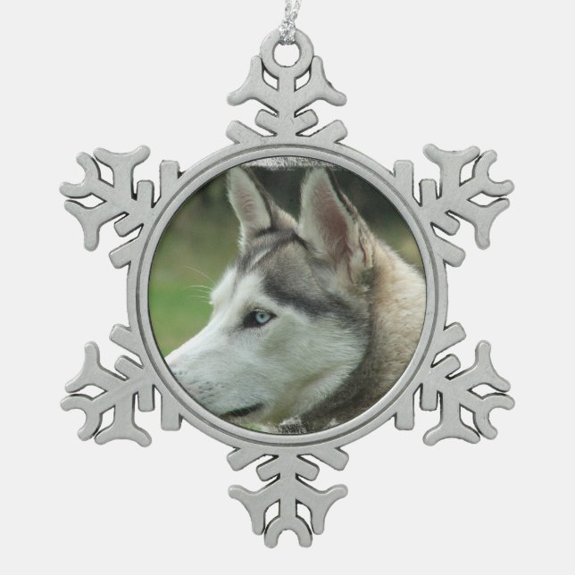 Ornement Flocon De Neige Chien de traîneau sibérien (Devant)
