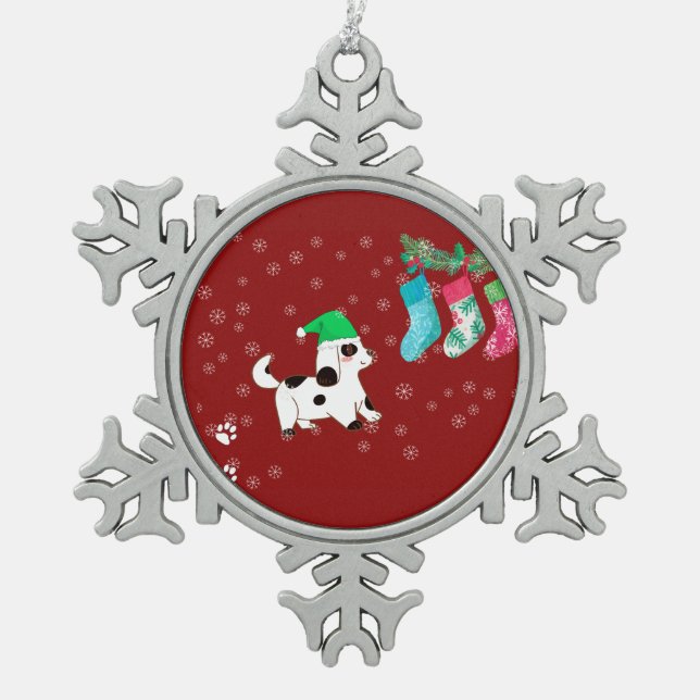 Ornement Flocon De Neige Chien plein Noël (Devant)