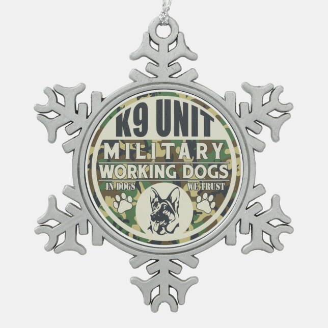 Ornement Flocon De Neige Chiens d'utilité militaires de l'unité K9 (Devant)