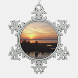 Ornement Flocon De Neige Chincoteague Sunset II Virginia Paysage
