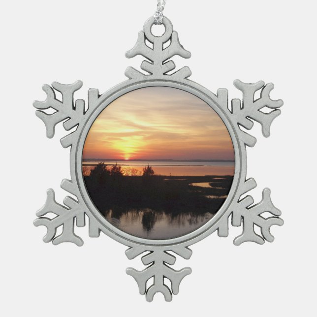 Ornement Flocon De Neige Chincoteague Sunset II Virginia Paysage (Devant)