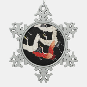 Ornement Flocon De Neige Chinoiserie Grue volante Zen Kimono minimaliste Ar