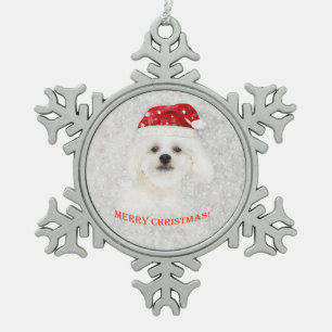 Ornement Flocon De Neige Chiot maltais de Noël