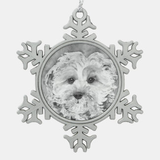 Ornement Flocon De Neige Chiot "Ollie" de Cavapoo.