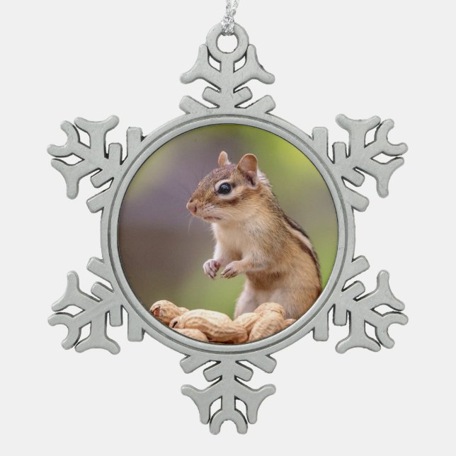 Ornement Flocon De Neige Chipmunk aux cacahuètes (Devant)