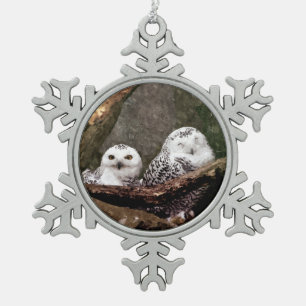 Ornement Flocon De Neige Chouette Harfang Couple Art Bois Faune