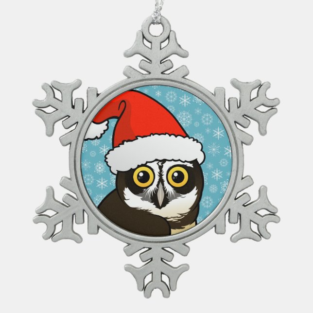 Ornement Flocon De Neige Chouette tachetée père Noël (Devant)