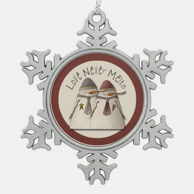 Ornement Flocon De Neige Christmas Snowman Couple (Devant)