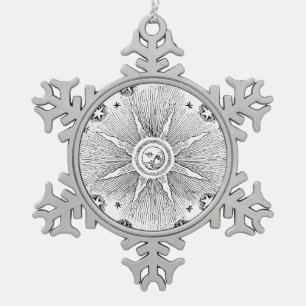 Ornement Flocon De Neige Ciel Nocturne Antique Étoiles Solaires Zodiaque Mé