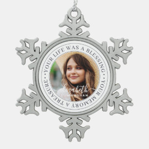Ornement Flocon De Neige Citation Memorial Moderne Élégant Chic Photo per