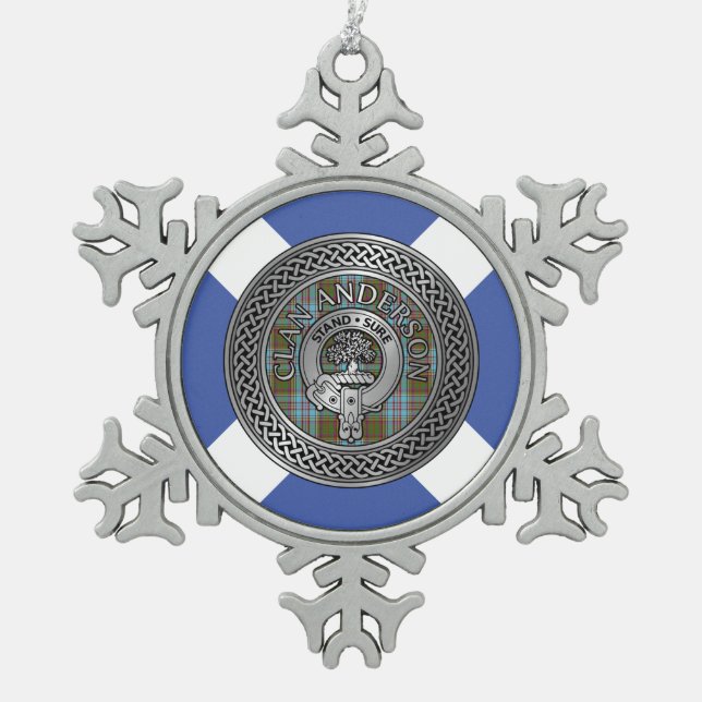 Ornement Flocon De Neige Clan Anderson Crest & Tartan Knot (Devant)