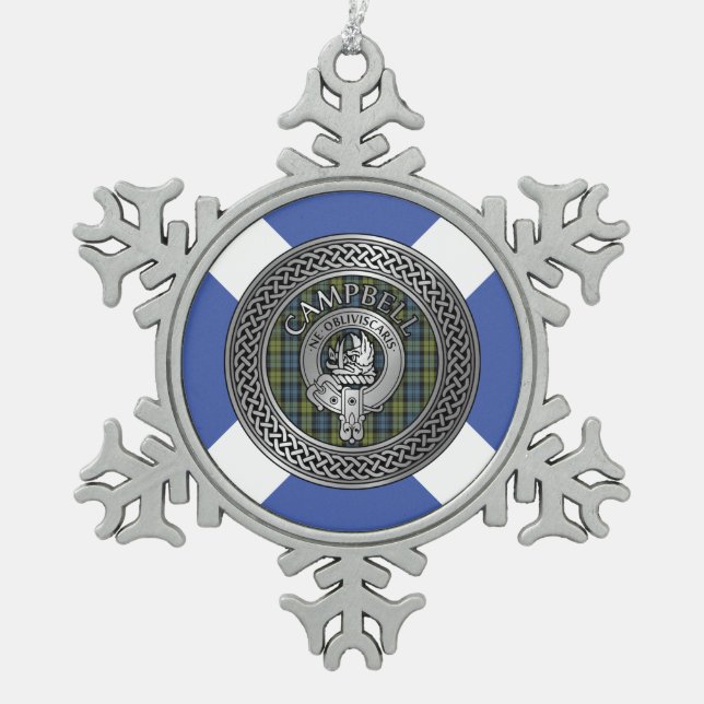 Ornement Flocon De Neige Clan Campbell Crest & Tartan Knot (Devant)