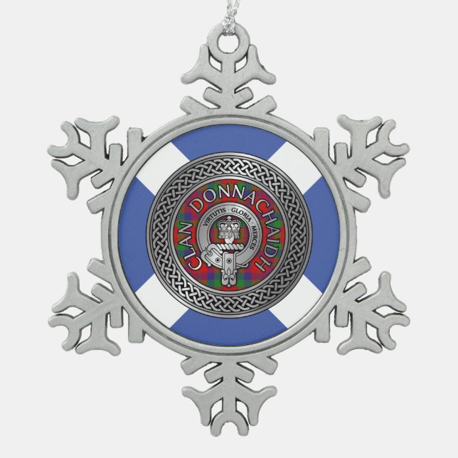 Ornement Flocon De Neige Clan Donnachaidh | Robertson Crest & Tartan Knot (Devant)