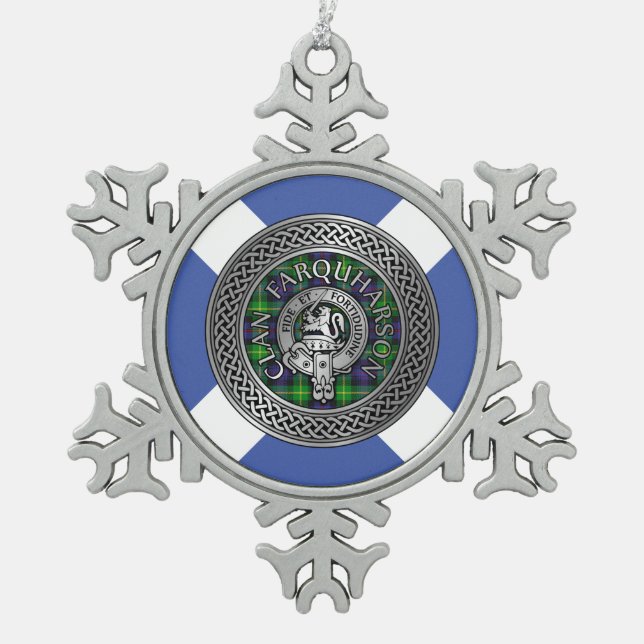 Ornement Flocon De Neige Clan Farquharson Crest & Tartan Knot (Devant)