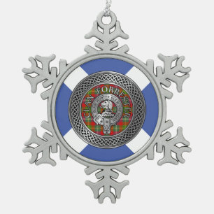 Ornement Flocon De Neige Clan Forrester   Foster Crest & Tartan Knot