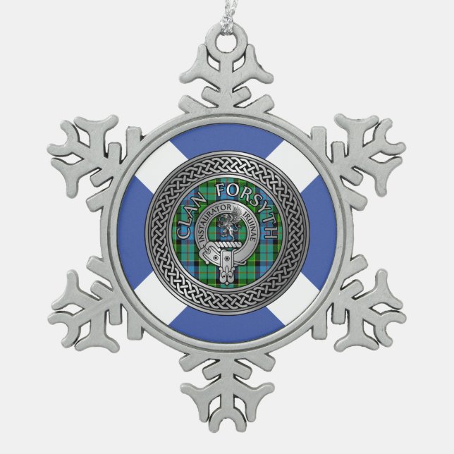 Ornement Flocon De Neige Clan Forsyth Crest & Tartan Knot (Devant)