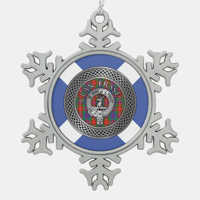 Ornement Flocon De Neige Clan Fraser Crest & Tartan Knot (Devant)