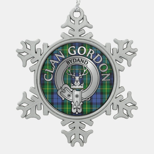 Ornement Flocon De Neige Clan Gordon Crest & Tartan (Devant)