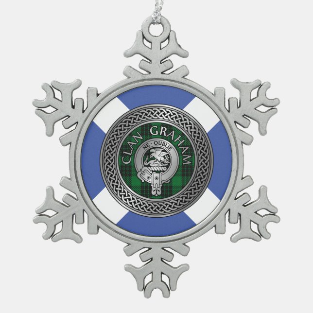 Ornement Flocon De Neige Clan Graham Crest & Tartan Knot (Devant)