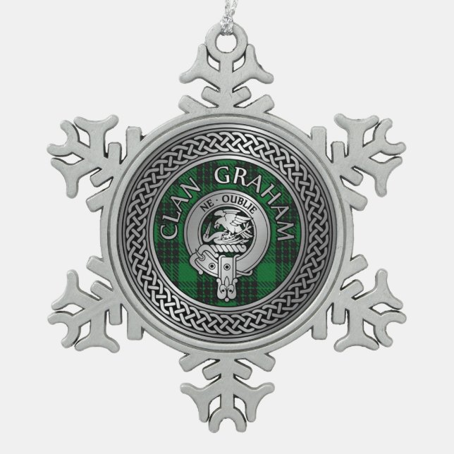 Ornement Flocon De Neige Clan Graham Crest & Tartan Knot (Devant)