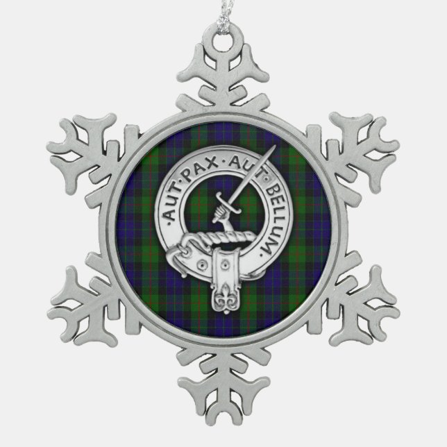 Ornement Flocon De Neige Clan Gunn Crest & Tartan (Devant)