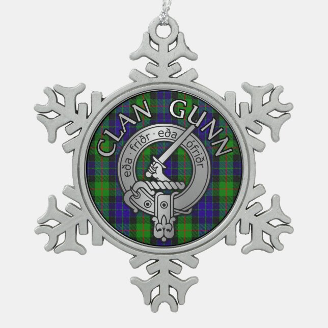 Ornement Flocon De Neige Clan Gunn Crest & Tartan (Devant)