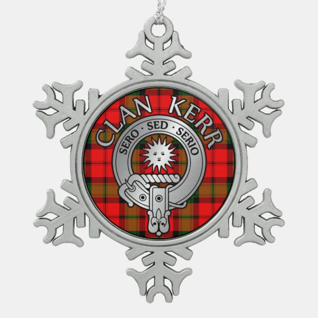 Ornement Flocon De Neige Clan Kerr Crest & Tartan (Devant)